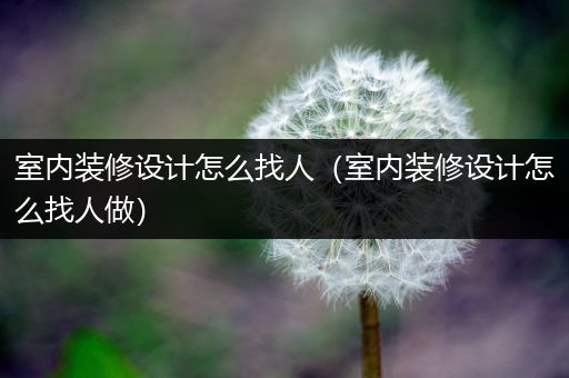 室内装修设计怎么找人（室内装修设计怎么找人做）